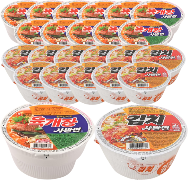 농심 육개장사발면 86g 12개 + 김치사발면 86g 12개, 24개