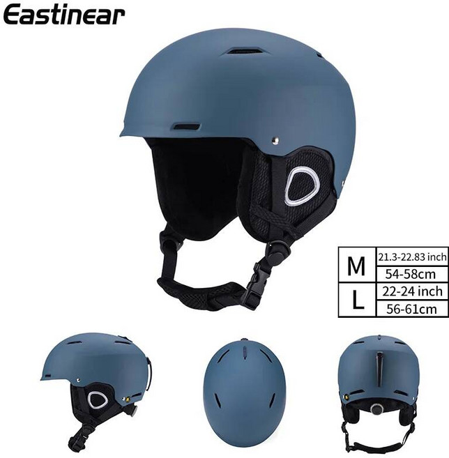 Eastinear 2024 새로운 야외 전문 스키 헬멧 따뜻한 충돌 방지 미러 캡 통합 남, 03. S(51-54CM), 02. A1 블루