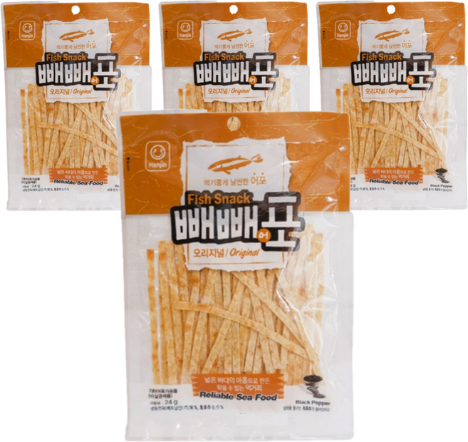 (한진) 빼빼어포 오리지널 24g, 4개