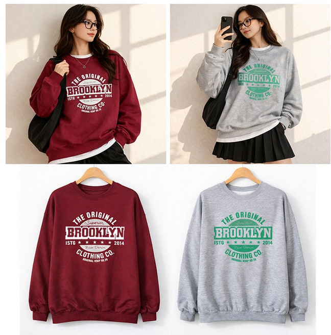 VERIT 루즈핏 긴팔 맨투맨 티 사계절 데일리 오버핏 티셔츠 VT906