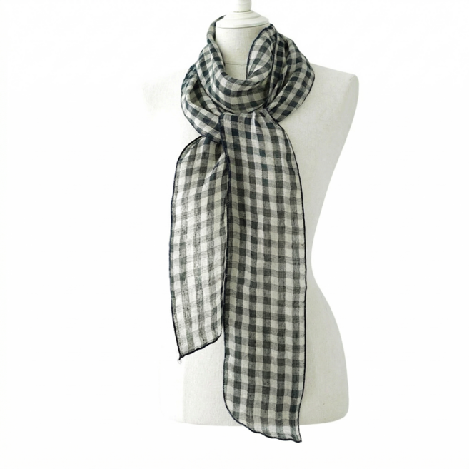 메리앤유 시스루 린넨혼방 슬림 롱 타이 스카프 여름 코디