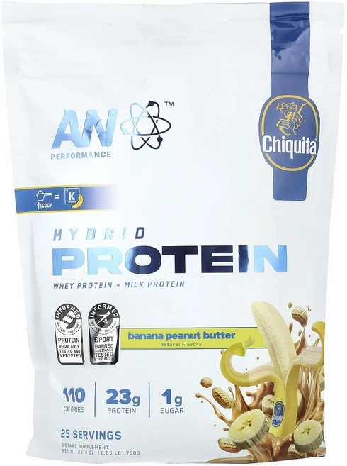 새해 건강을 선물하세요 AN Supps 운동 능력 하이브리드 단백질 Chiquita® 바나나 땅콩 버터 750g(1.65lb) 특별관리진행, ANSupps운동능력하이브리드단백질Chiquita바나나, 750g, 1개 - 쿠팡