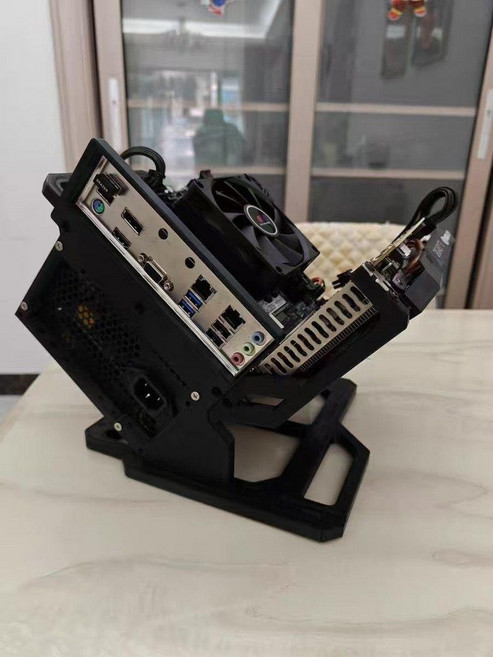 오픈형 PC 케이스 개방형 튜닝 섀시 컴퓨터 본체, 블랙, SFX 전원 버전, 1개