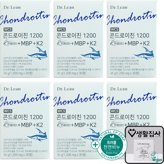 Dr. Lean 닥터린 콘드로이친 1200 콘레이티 + MBP + K2 천연비누 세트구성, 6개, 30정