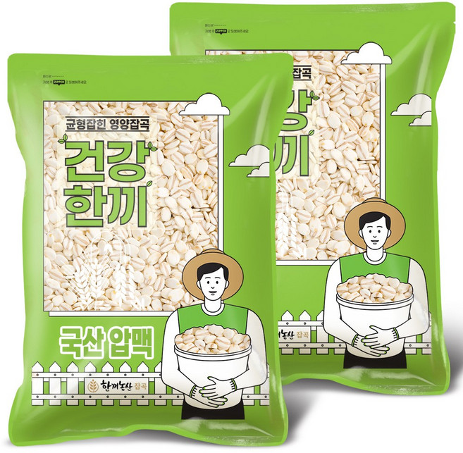 한끼농산 국산 늘보리압맥 8kg(4kg+4kg), 4kg, 2개