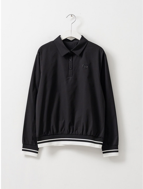 베러투데이 여성 골프웨어 파크골프 우븐 블루종 긴팔 카라 티셔츠