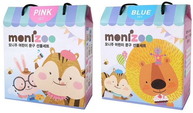 모나미 모니주 어린이 문구 선물세트, 핑크, 1세트