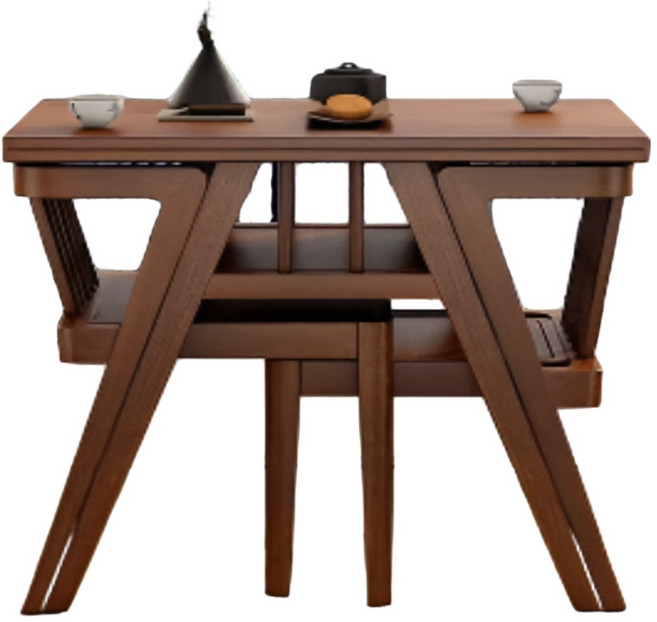 아르나크 2인용 식탁세트 공간활용 수납 테이블, 일반의자 2, 월넛