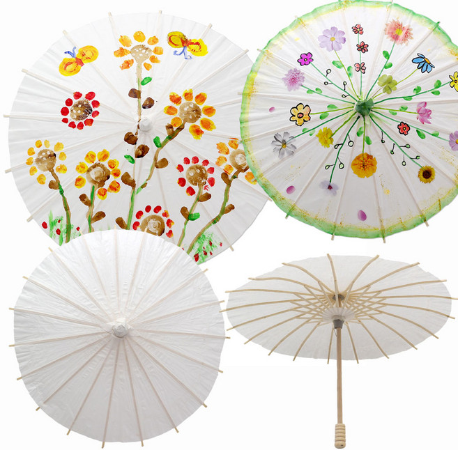 대나무 종이우산 꾸미기(대) 투명스티커 체육대회 diy종이우산 대나무우산 전통체험 파라솔 촬영소품 한지공예, 종이우산 (사이즈_대)+낙엽투명스티커+막대스펀지