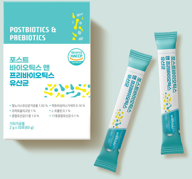 위드바이오 포스트 바이오틱스 프리바이오틱스 유산균 30p, 60g, 6개