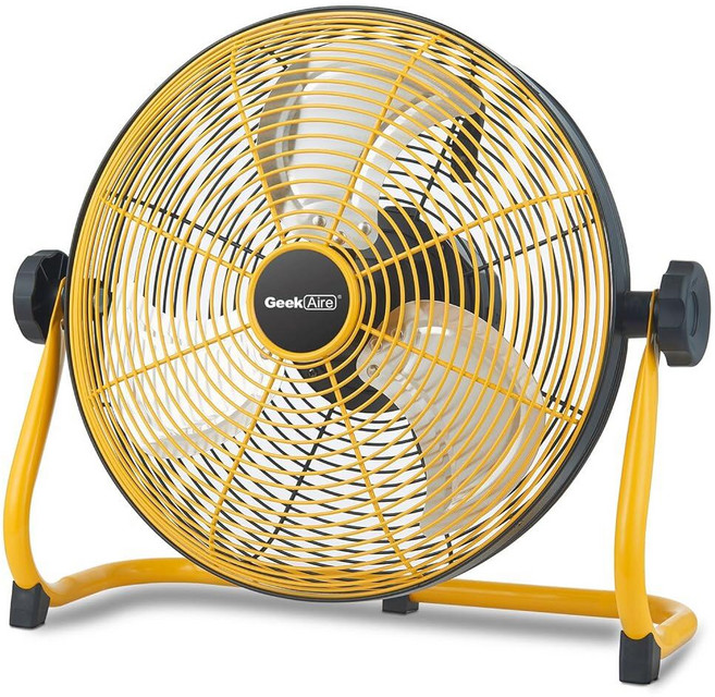 Geek Aire 금속 블레이드가 있는 30.5cm(12인치) 휴대용 배터리 작동 팬 360도 수직 기울기 24시간 작동 시간 무선 팬 캠핑 여행 텐트 허리케인 가정용, 12 Inch