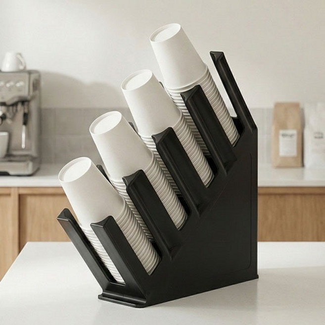 히키스 프리미엄 사선형 4구 스냅빈 종이컵 시럽 디스펜서 CD120, 1개, 블랙