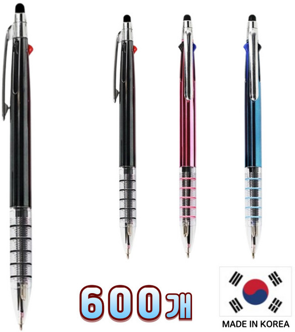 가랑B 국산 3색 터치펜 니들 5링 독일잉크 각인 볼펜, 볼펜단품, 600개, 블랙