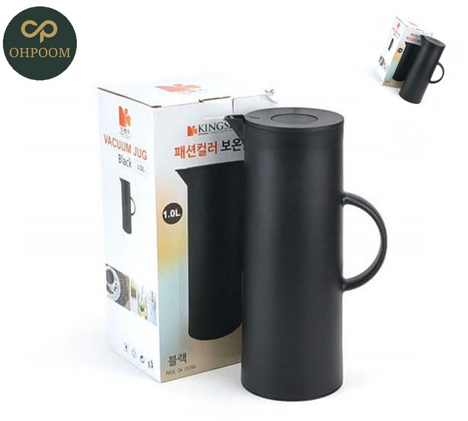유다름 보냉병 컬러물병 손잡이물병 내부유리 진공 보온 물병 1L 블랙