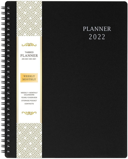 2022년 다이어리 12개월 플래너 주간월간 수첩 25x20cm, 블랙