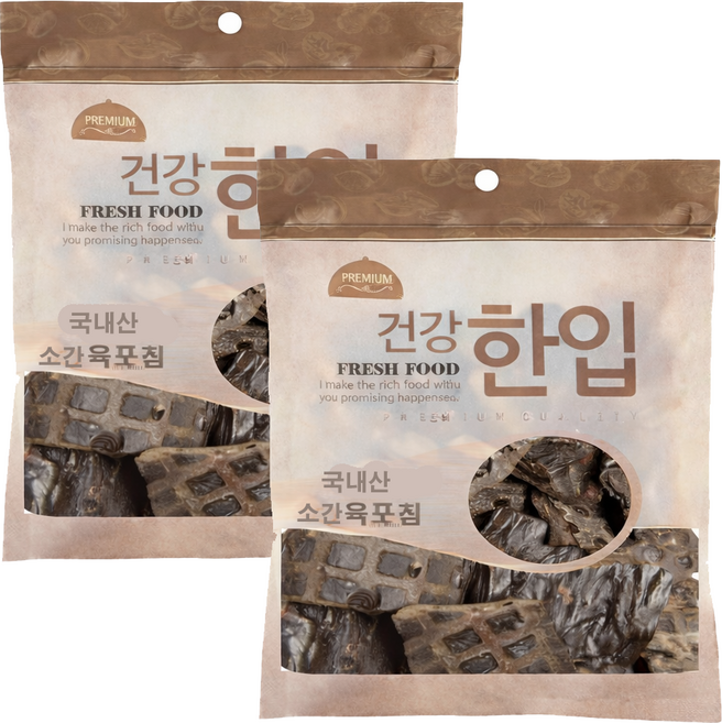 수제명가 애견용 셰프시리즈 건강 한입 간식, 소간 육포칩, 100g, 2개