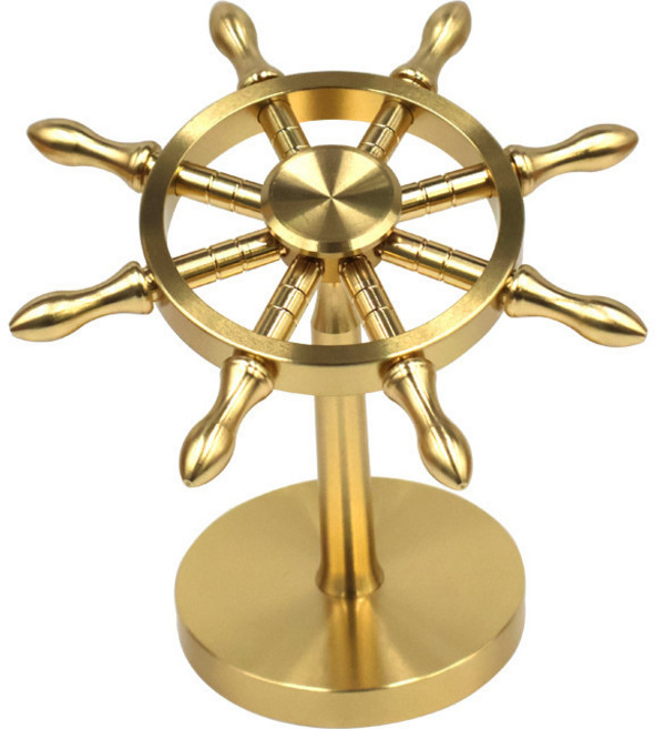黃銅算盤擺件實心旋轉八卦算盤純銅招財進寶辦公室桌面裝飾擺件, 1個, 船舵擺件【大號】:船舵擺件【大號】