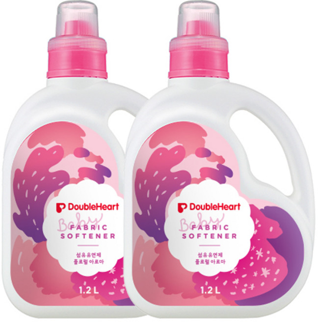 [더블하트] 유아섬유세제+섬유유연제 2개세트선택, 1.2L, 03_섬유유연제1200(용기) x2개