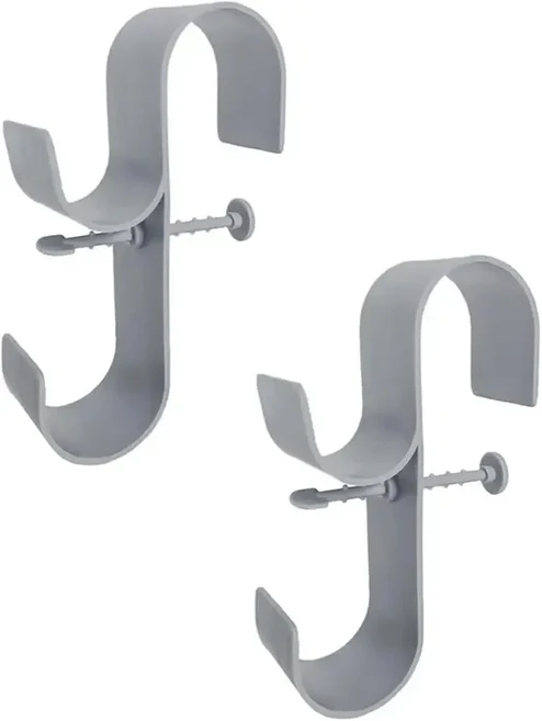 풀사이드 수영장 잎 스커머 네트 홀더 폴 행거 후크 텔레스코픽 갈퀴 액세서리, 06 2pcs Grey Holder