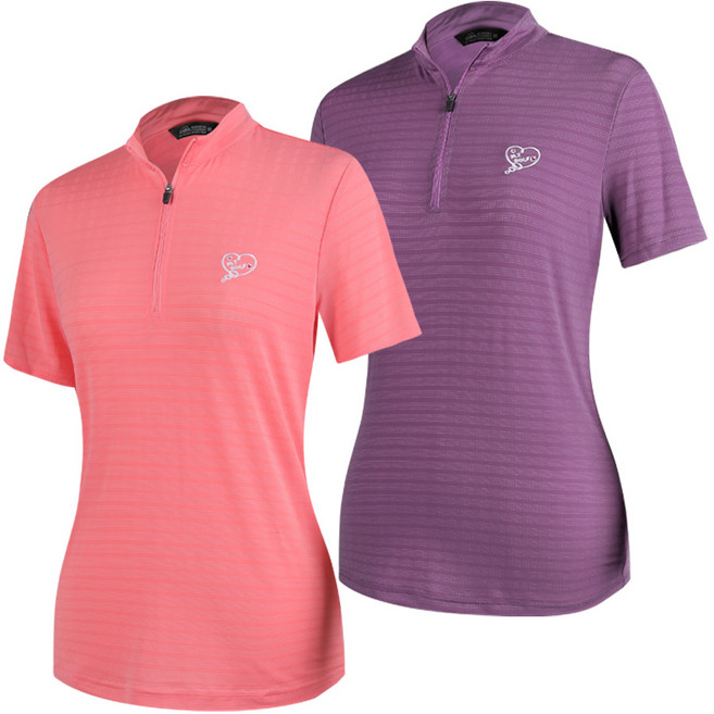 [이지바이] (1+1) 여성 반팔 집업티_페어리 쿨 메쉬 빅사이즈 반팔 집업 티셔츠