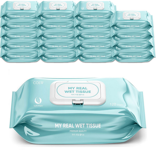 코스더블유 마이리얼물티슈 캡형, 20개