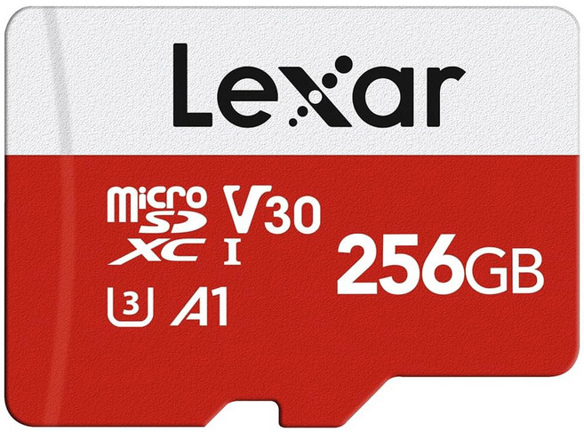 Lexar ESeries 64GB Micro SD 카드 3팩 microSDXC UHSI 플래시 메모리 카드어댑터 포함 100MB/s C10 U3 A1 V30 Full HD 4K, 256GB x1, 1개