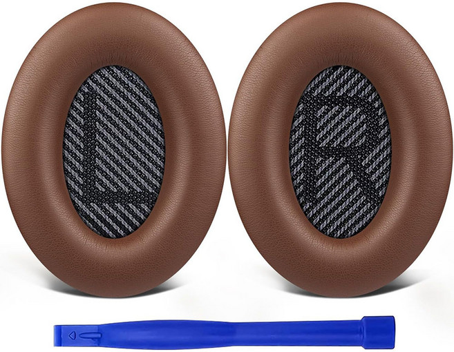 SOULWIT 교체용 이어패드-호환 모델 보스 Bose QuietComfort 35 QC35/QC35 II 헤드폰 소음 차단 폼 두께 추가 1쌍, Coffee, Protein Leather, 1개