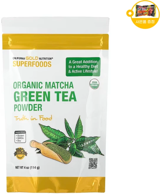 캘리포니아 골드 뉴트리션 슈퍼 푸드 유기농 말차 녹차 분말 사은품 추가증정, 1개, 1개입, 114g - 쿠팡