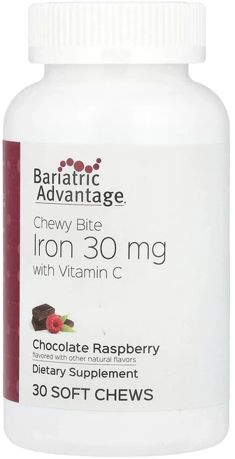 단백질 비타민 철분 마그내슘 칼슘 Bariatric Advantage 츄이 바이트 철분 비타민C 함유 초콜릿 라즈베리 소프트츄 30개 고루고루섭취해주세요, BariatricAdvantage츄이바이트철분비타민C함, 1개 - 쿠팡