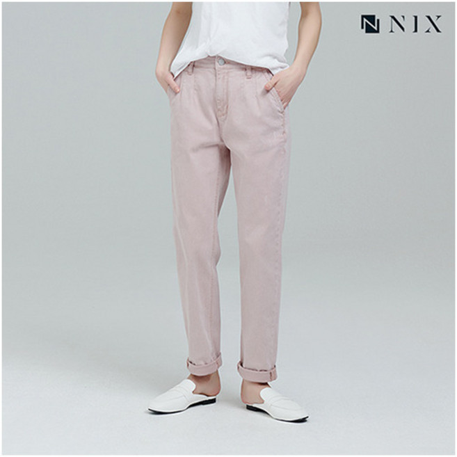 [닉스] [NIX]여)저온스 워싱 원턱 테이퍼드 데님(FNPMDYT563M