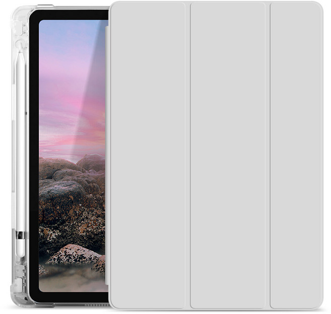 투에이비 아이패드 클리어 펜슬 수납 홀더 지문방지 케이스, 그레이