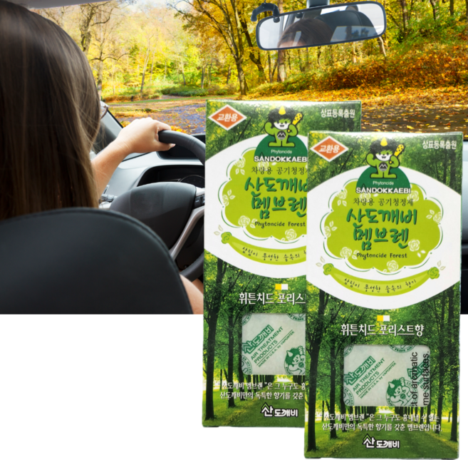 산도깨비 교환용 멤브렌 차량용 방향제 휘튼치드 리필, 산림향, 2개