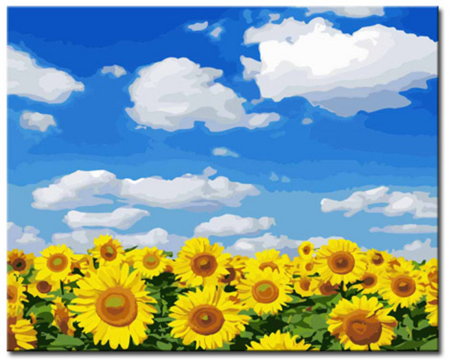 명화그리기 DIY 유화 세트 그림 액자 해바라기 아트홀릭, L105_푸른하늘 해바라기, 1개