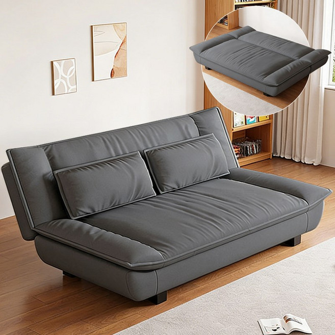 [무료방문설치] SeekFun 접이식 소파베드 3인용 다기능 패브릭 소파 침대 겸용 원룸 자취 필수 가구 공간절약 리클라이너 간이침대 거실용 편안한 쿠션, 다크 그레이 / Dark Gray 2m
