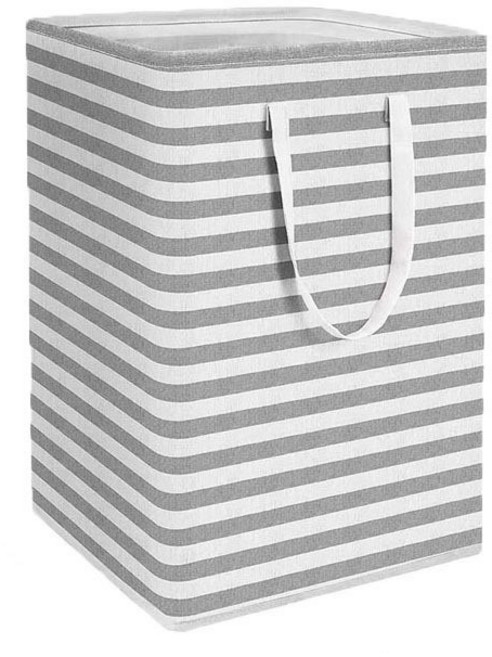 접이식 대용량 빨래 세탁바구니 햄퍼 천 패브릭 수납함 장난감 정리함, 그레이 스트라이프