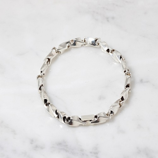 차차실버 웨이브 은팔찌 남자 여자 925실버 꽈배기 친구 생일 독특