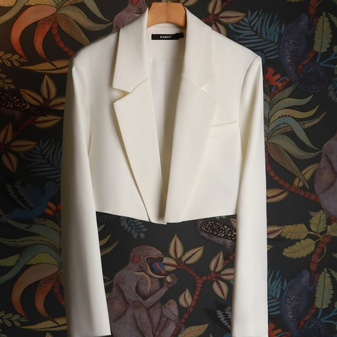 jieve 여성 봄 가을 크롭 스타일 세련된 화이트 숏 자켓 SZ091813