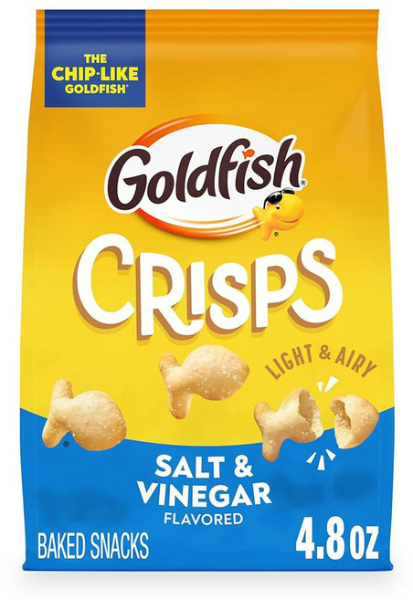 금붕어 크리스프 구운 봉지 8온스 크래커 체다, Salt & Vinegar, 4.8 Ounce (Pack of 1)