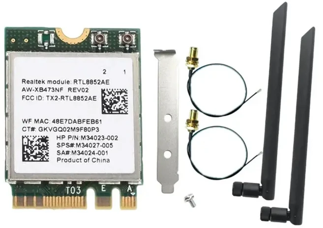 새로운--RTL8852AE Wifi 6 네트워크 카드(8Dbi 외부 안테나 포함) 1800M 무선 모듈 M.2 NGFF 어댑터(Window, 01 As Shown