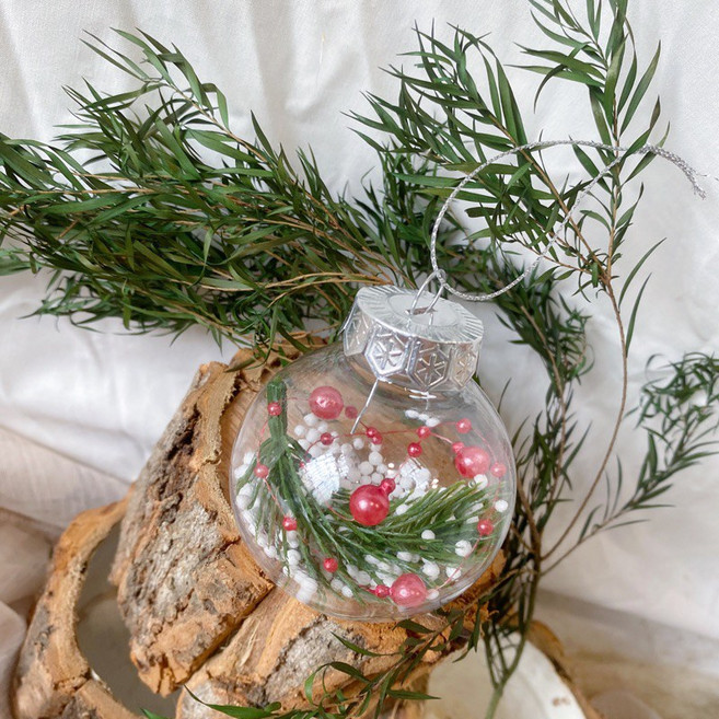 聖誕球 聖誕樹吊飾 聖誕樹飾品 雪花球 櫥窗擺飾 交換禮物 壓克力吊球, b款,吊飾口為彈性瓶蓋口「非瑕疵」, 1個