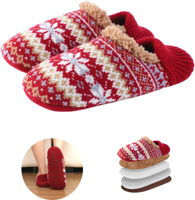 BDYP 따뜻한 겨울 미끄럼방지 털 덧신 푹신한 밑창 실내화