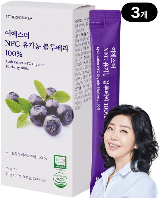 [본사직영] 여에스더 NFC 유기농 블루베리 100% (10개입) 국민영양 프로젝트, 200g, 3개