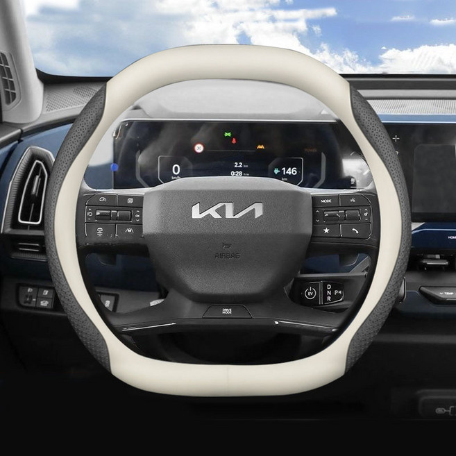 카엣지 더블 D컷 프리미엄 나파가죽 카본 핸들커버, 베이지 엠보(DB-D)