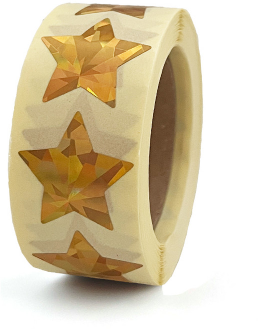 디어플레이스 홀로그램 반짝이 롤스티커 500매, 1개, S2 프리즘 골드 2.5cm_별