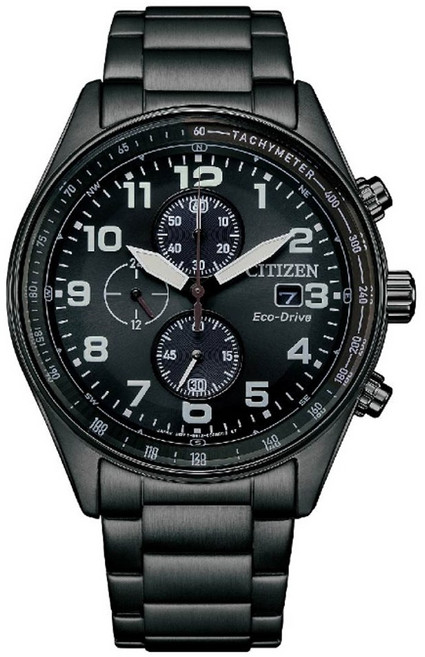 CITIZEN 星辰(CA0775-79E) Chronograph 光動能 碼錶計時三眼不鏽鋼腕錶-黑43mm