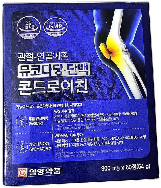 관절 유연성 개선 콘드로이친 고농축 뮤코다단백 관절 건강 영양제 60정 6개
