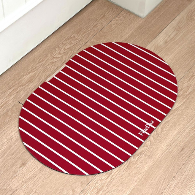 파인다즈 모던 스트라이프 빨아쓰는 규조토 발매트, 레드