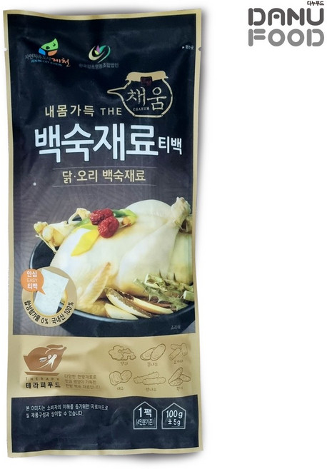 다누푸드 삼계탕 백숙 재료 국산 100% 티백, 1개, 100g