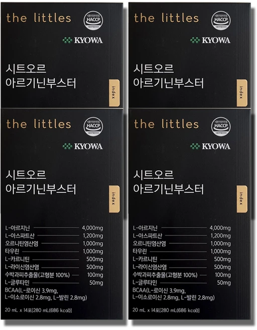 더리틀스 시트오르 아르기닌부스터 라이신 오르니틴 L 아르기닌 4000mg 4BOX 8주분, 280ml, 4개 - 쿠팡