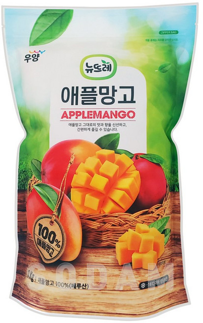 [뉴뜨레] 냉동애플망고 페루산 다이스컷 /드라이아이스 포장, 6개, 1kg